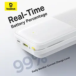 Зовнішній акумулятор Baseus Bipow 2 Digital Display Power Bank With Built-in USB-C Cable 20000mah 20W Moon White (P10077101213-01) - мініатюра 8