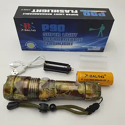 Ліхтарик акумуляторний ручний металевий ліхтар із зумом BL P512M-P90 - мініатюра 3