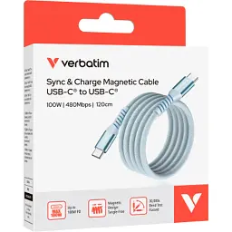 Дата кабель USB-C to USB-C 1.2m Magnetic 100W blue Verbatim (31856) - мініатюра 3