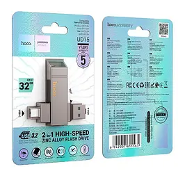 Hoco Clever USB3.2 Type-C flash drive (32GB) UD15 |exFAT/FAT32| - мініатюра 2