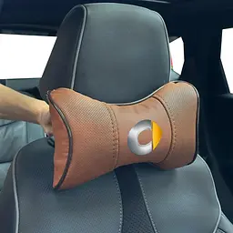 Подушка на підголівник з логотипом Smart Екошкіра 3D Кольоровий лого Коричневий-Коричневий кант 1 шт