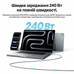 Кабель Vention TSAJG магнітний USB-C - USB-C PD 3.1 240 Вт 1,5 м титаново-золотий (TSAJG) - мініатюра 3