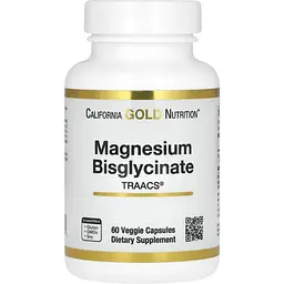 Магній бісгліцинат California Gold Nutrition Magnesium Bisglycinate Formulated with TRAACS 200 мг 60 вегетаріанських капсул