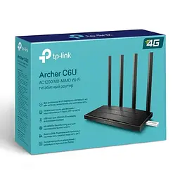 Роутер TP-LINK Archer C6U, Black, Wi-Fi 802.11a/b/g/n/ac, до 867 Mb/s, 2.4/5GHz, 4x100/1000 Mb/s, RJ45 100/1000Mb/s, 4 зовнішні незнімні анте - мініатюра 3