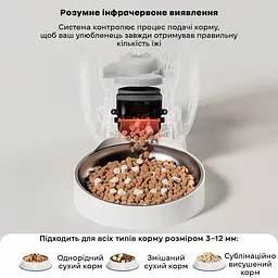 Автоматична годівниця для котів DUDUPET F01 3 л Wi-Fi з голосовим повідомленням, білий
