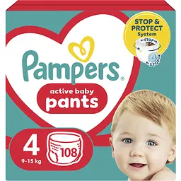 Підгузки-трусики Pampers Active Baby Pants 4 (9-15 кг), 216 шт. - мініатюра 2