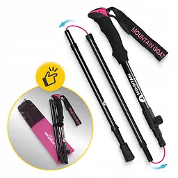 Трекінгові палиці Mountain Goat Pro+ 43-130 см Black/Pink (P-5905973404662) - мініатюра 7