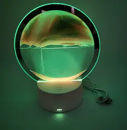 Настільна LED лампа нічник RGB пісочний годинник Картина рухомий пісок USB світильник UKC 3D Sandscape жовтий - мініатюра 2