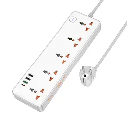 Мережевий подовжувач Hoco AC14A Rico 5-position socket(PD30W/1C3A) білий - мініатюра 2