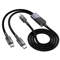 Дата кабель Hoco U139 Type-C to Type-C/Type-C 100W (1.2m) Black - мініатюра 3