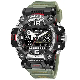 Наручний годинник чоловічий Smael 8072 Army Green (15188)