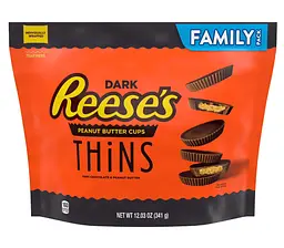 Шоколадні цукерки Reese's Thins Dark Chocolate Peanut Butter Cups 341г