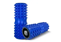 Масажний ролик EasyFit Grid Roller 33 см v.1.2 із заглушками із двох сторін Синій (EF-2022a-BL) - мініатюра 2