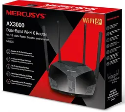 Роутер Mercusys MR80X Wi-Fi 802.11ax, 2976Mb, 3 LAN 10/100/1000Mb, Wi-Fi 6 - мініатюра 4