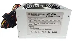 Блок живлення 450 Вт, Casecom, сріблястий, 12 см, 1xMolex/3xSATA/1x6+2-pin/1x4-pin/1x20+4-pin (CM 450 ATX)