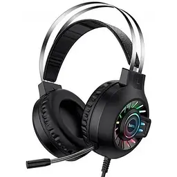 Навушники накладні Hoco ESD04 ігрові з LED підсвічуванням Jack 3.5, 2м, black pink