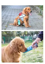 Пляшка для собак Els Pet 300 мл поїлка для води портативна в дорогу для вигулу, бірюзовий - мініатюра 8