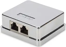 Настінна розетка CАТ 6A STP 2xRJ45 8P8C для зовнішньої проводки Digitus teh0018040
