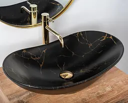 Умивальник Rea Royal 36x60,5 black marble mat (REA-U7478), Матова - мініатюра 6