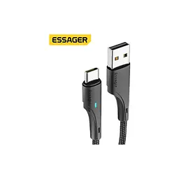 Дата кабель USB 2.0 AM to USB-C 1.0m 3A black Essager (EXCT-LS01) - мініатюра 2