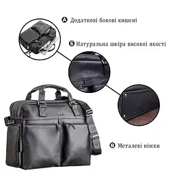 Сумка чоловіча SHVIGEL 11117 шкіряна чорна - мініатюра 4