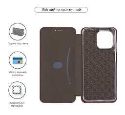 Чехол-книжка для Motorola G05/E15, G-Case, бордовый, кожаный чехол-книжка из экокожи (PU) и TPU, с магнитом, с подставкой и вместительным кардхолдером, противоударный, защита всего корпуса, ArmorStandart (ARM82968) - мініатюра 3