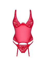 Комплект білизни Obsessive Lacelove XS/S червоний - мініатюра 7