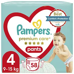 Підгузки-трусики Pampers Premium Care Pants 4 (9-15 кг), 58 шт.