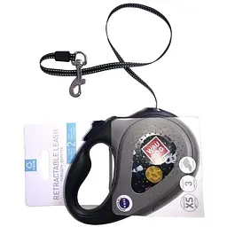 Повідець-рулетка для собак Waudog R-leash Nasa, світловідбиваючий, S, до 15 кг, 5 м, чорний - мініатюра 3