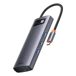 Док-станція адаптер хаб Baseus Metal Gleam Series 6-in-1 Multifunctional Type-C HUB Docking Station WKWG030013 Grey - мініатюра 2