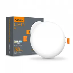 LED світильник безрамковий круглий VIDEX VLE-DLFR-094 9W 4000K 220V