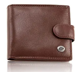 Стильне шкіряне чоловіче портмоне ST Leather В103 коричневе 9,5 см