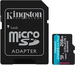 Карта пам'яті microSD 256GB C10 UHS-I U3 A2 V30 R200/W160MB/s + SD Kingston teh0013315