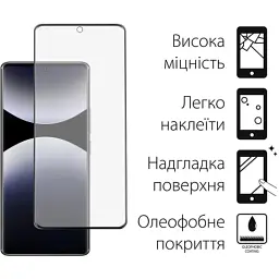 Скло захисне Dengos Xiaomi Redmi Note 14 Pro 4G / 5G + camera protection Black (DG-TGSCP-09) - мініатюра 2