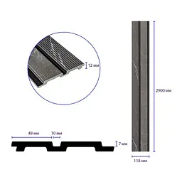 Рейка декоративна Sticker Wall PS 2900х118х12мм Сірий мармур SW-00001751 - мініатюра 3