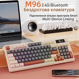 Ігрова бездротова клавіатура FREEWOLF M96 / RGB / З екраном / Два режими підключення - мініатюра 3