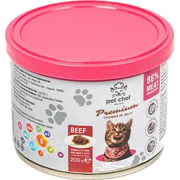 Вологий корм для дорослих котів Pet Chef Шматочки в желе з яловичиною 200 г - мініатюра 2