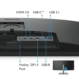 TFT 34" BenQ PD3420Q, IPS, WQHD, 2 x HDMI, DP, USB-C, USB-hub, HAS, колонки, темно-сірий - мініатюра 9