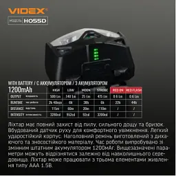 Налобний ліхтар Videx VLF-H055D 500Lm 5000K (VLF-H055D) - мініатюра 12
