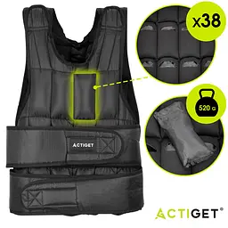Жилет-обважнювач для тренувань Actiget 20 кг зі змінною вагою ACT0123 Black - мініатюра 6