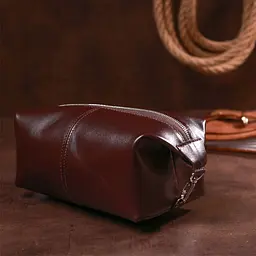 Шкіряна глянсова косметичка Shvigel 16407 коричнева - мініатюра 6