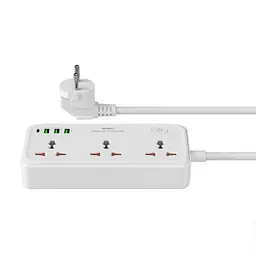 Мережевий подовжувач WIWU 30W Cube Multiple Function GaN Power Strip 1C3A+3 sockets Wi-S005 EU White (6977703654196) - мініатюра 6
