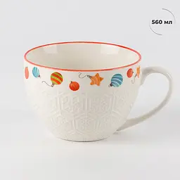 Чашка Elisey Новорічна гірлянда біла 560 мл (6035-009)