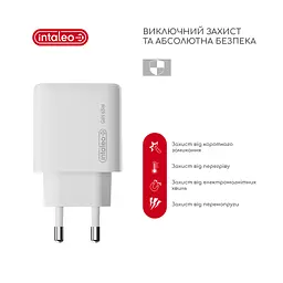 Зарядний пристрій Intaleo 65 Вт GaN 2xUSB-C PD + USB-A QC 3.0 білий (1283126559525) - мініатюра 4