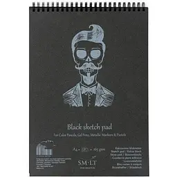 Альбом для рисунку SM-LT Art Authentic на спіралі А4 165г/м2 30л чорний папір