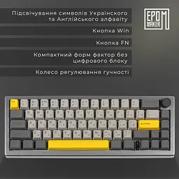 Клавіатура Epomaker EK68 Budgerigar V2 Black механічна бездротова (EK68-B-BV2) - мініатюра 9
