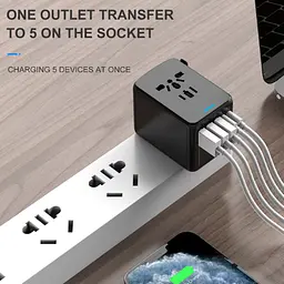 Універсальний адаптер Otravel для подорожей чорний 30W SL-207 - мініатюра 5