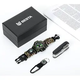 Чоловічий наручний годинник Besta Box Military Set з компасом + подарунковий набір - мініатюра 2