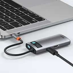 USB-хаб Baseus Metal Gleam Series 4-in-1 Multifunctional Type-C HUB Docking Station Gray(Type-C to HDMI*1+USB3.0*1+USB2.0*1+PD*1) (CAHUB-CY0G) - мініатюра 8
