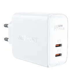 Мережевий зарядний пристрій Acefast A29 2 Type-C QC PD 50W білий - мініатюра 3